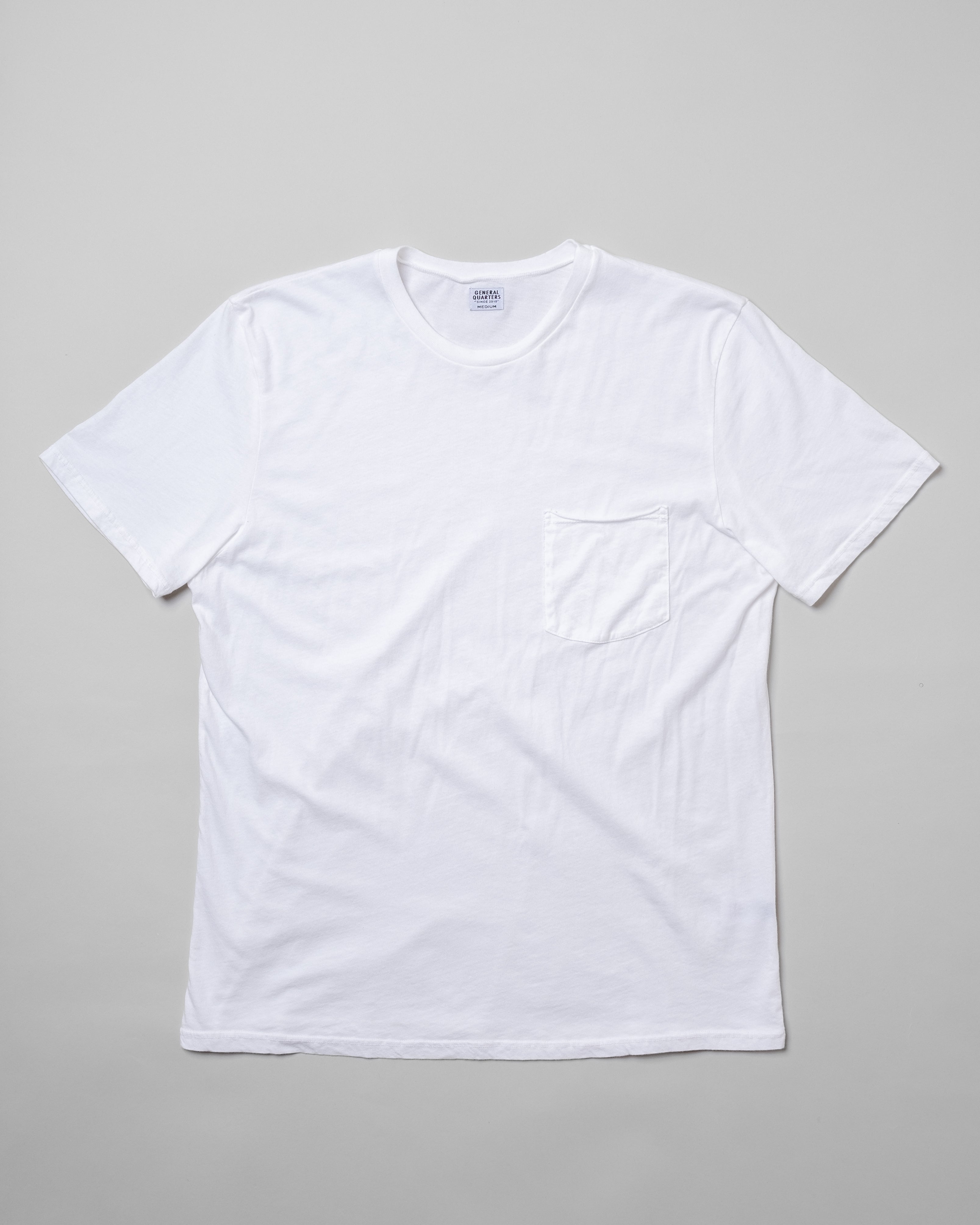 Basic Crew Pocket T-Shirt in Vintage White