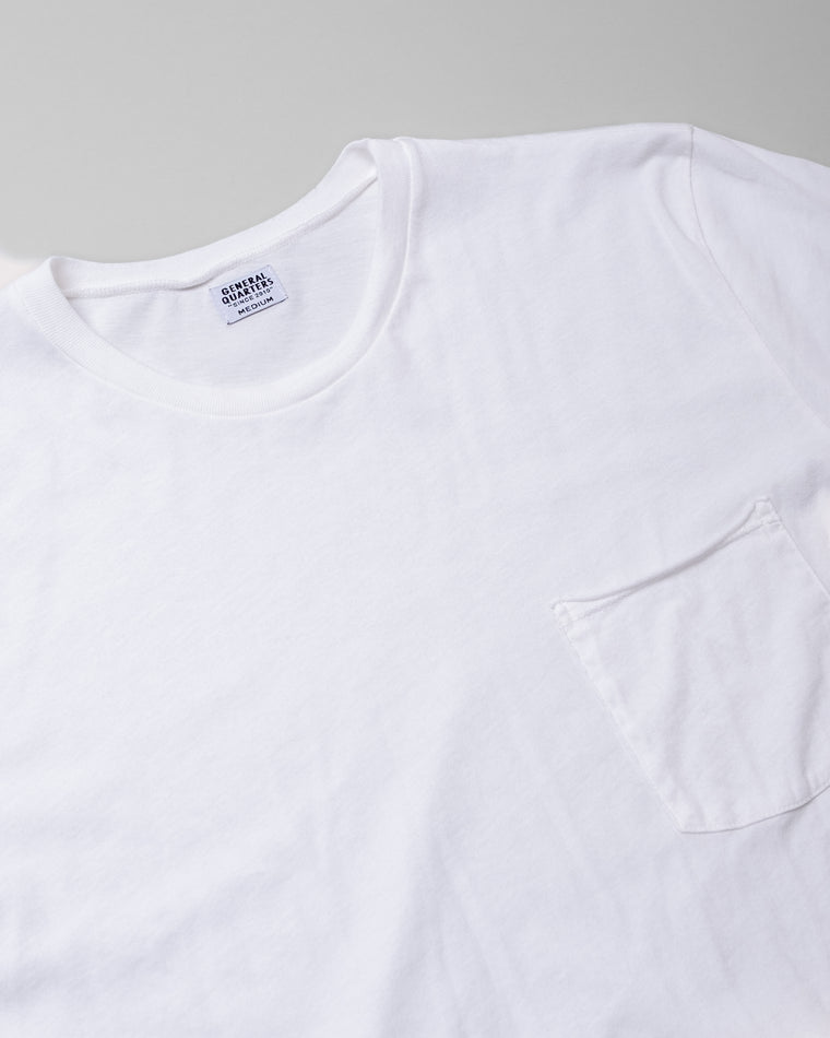 Basic Crew Pocket T-Shirt in Vintage White