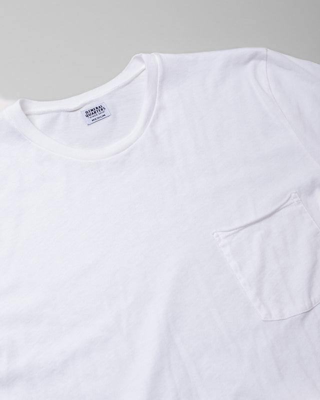 Basic Crew Pocket T-Shirt in Vintage White