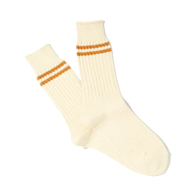 Double Yellow Stripe Pique Rib Socks