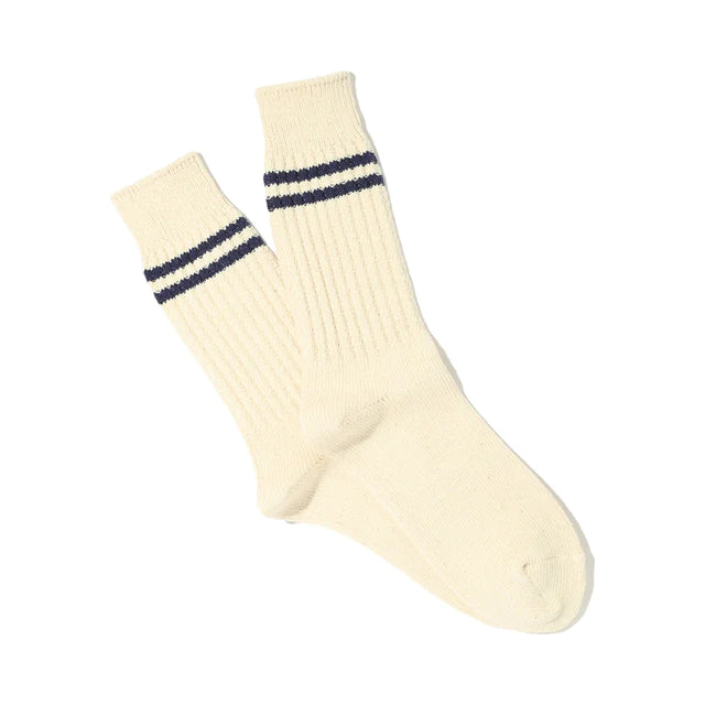 Double Blue Stripe Pique Rib Socks