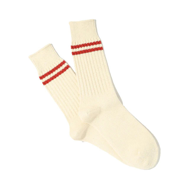 Double Red Stripe Pique Rib Socks
