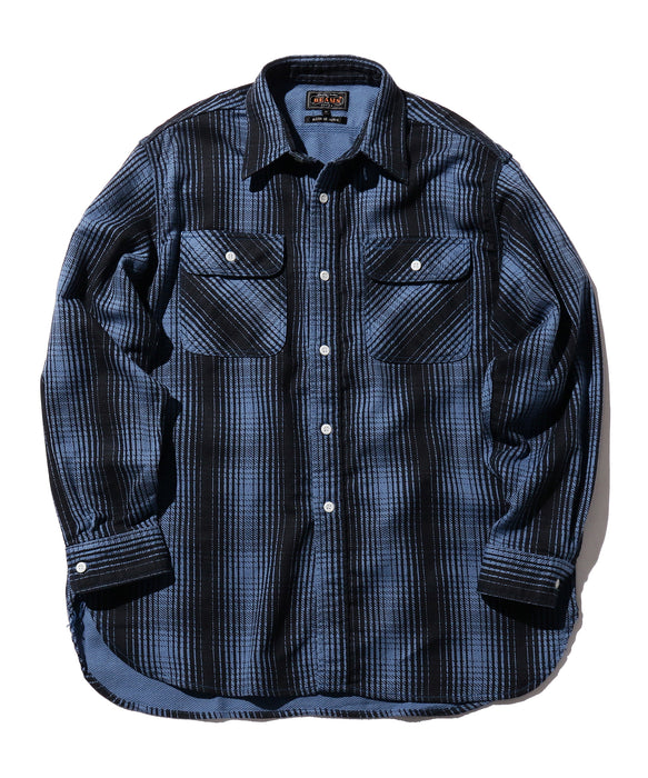 Work Print Flannel in Blue