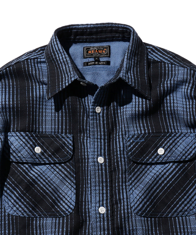 Work Print Flannel in Blue