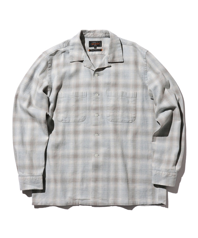 Open Collar Indigo Ombre Plaid in Gray