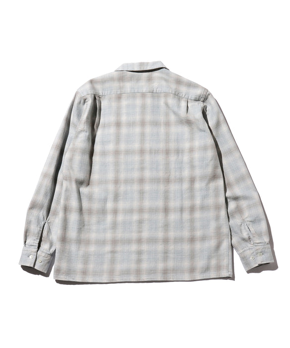 Open Collar Indigo Ombre Plaid in Gray