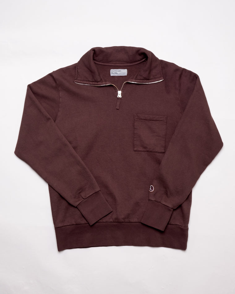 Half Zip Sweatshirt in Brown