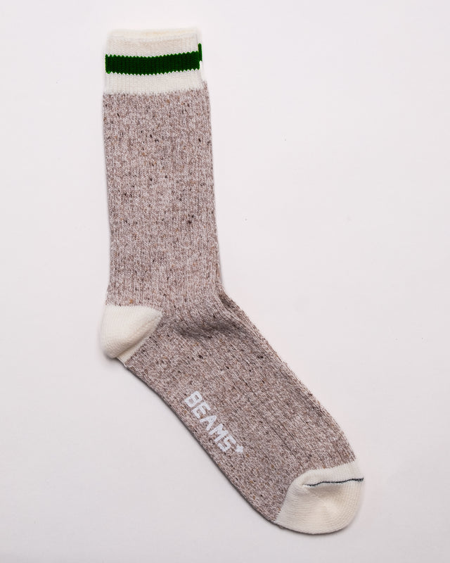 Rag Socks in Oatmeal/Green