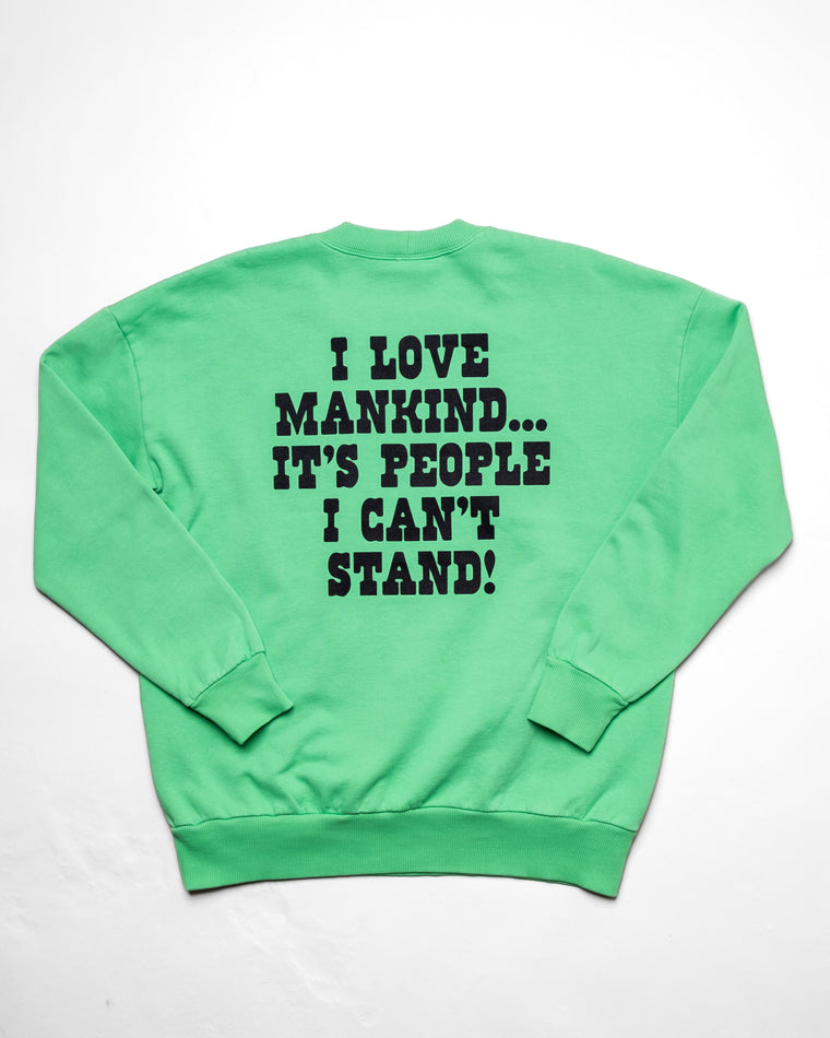 I Love Mankind Sweatshirt in Grassy Green
