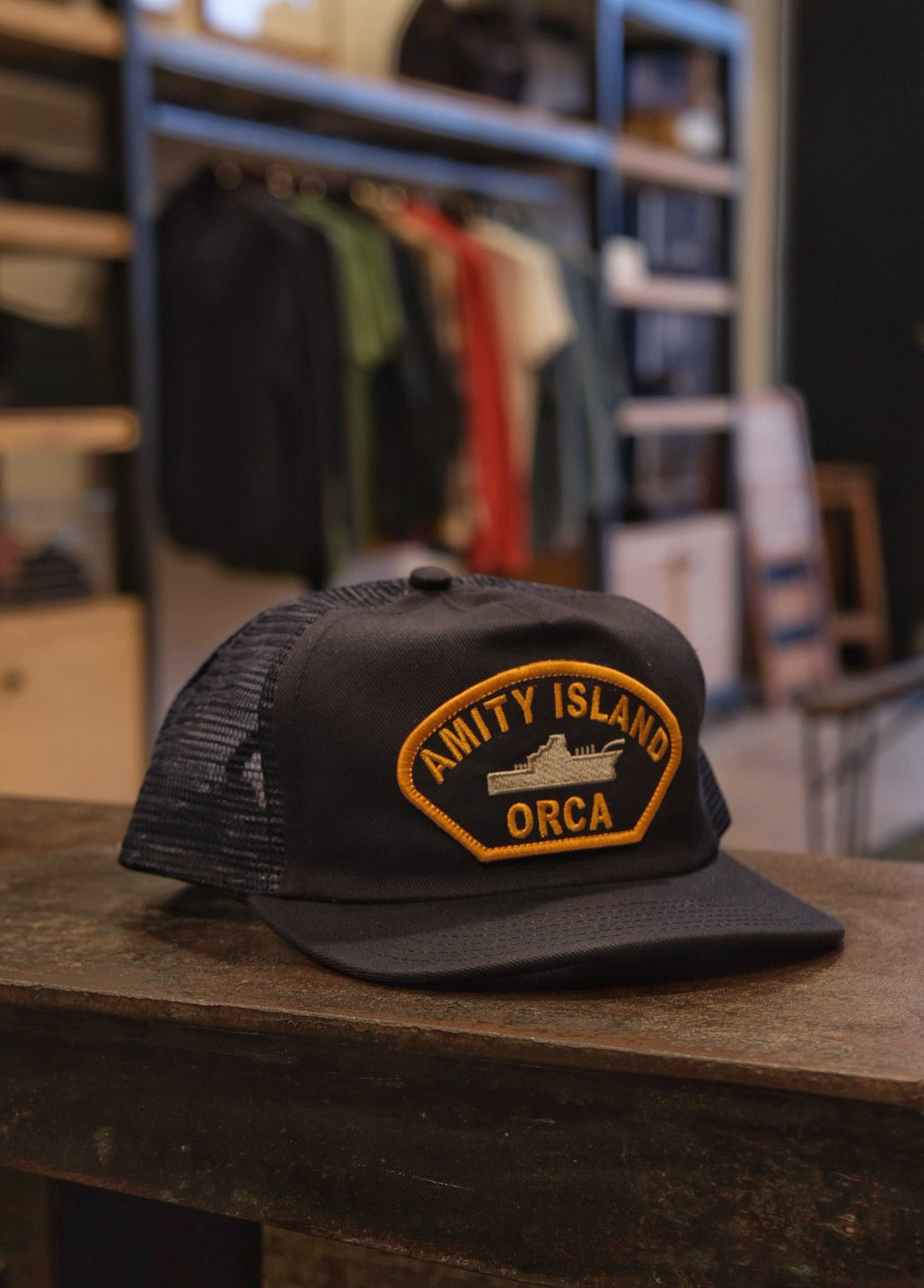 Amity Island Orca Trucker Hat in Navy