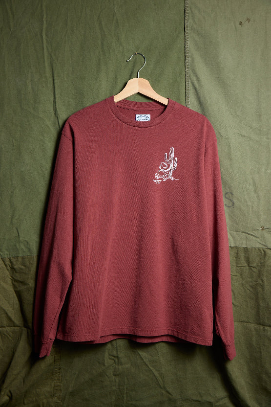 Panchos Long Sleeve Tee in Burgundy