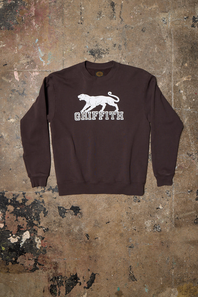 Griffith Cougar Varsity Sweatshirt in Vintage Black