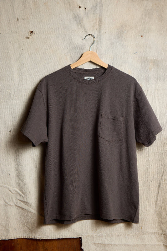Heavy Pocket Tee in Charcoal