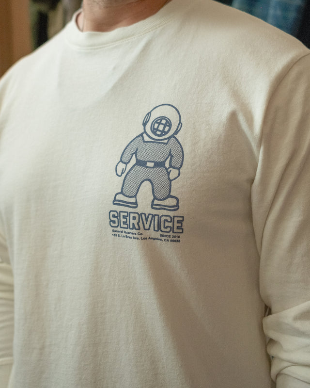 Service Mascot Long Sleeve Tee in Vintage White