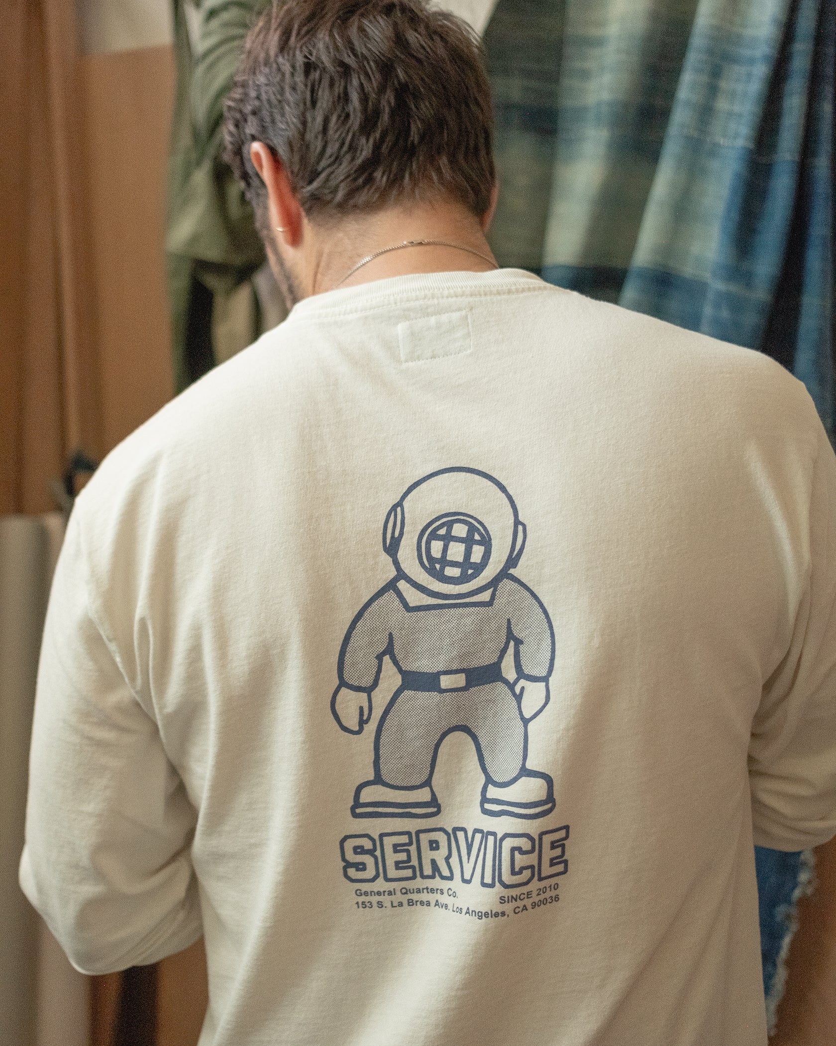 Service Mascot Long Sleeve Tee in Vintage White